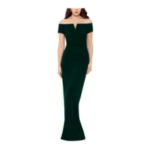 Xscape Womens Evening Dress Ruched Off Shoulder Full-Length Gown Dark Green 10 - £66.78 GBP