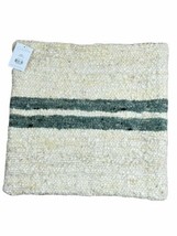 Surya Dagny Stripe Accent Pillow Cover 18 x 18 Textured Cream Sage Teal Wool New - £16.33 GBP