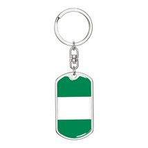 Nigeria Flag Swivel Keychain Dog Tag Stainless Steel or 18k Gold - £42.48 GBP