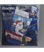 Vintage Bucilla Fishing Santa Felt Applique Christmas Stocking Kit 83658... - £47.20 GBP