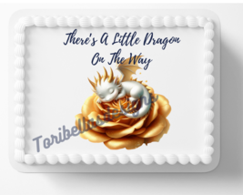 Gold Baby Dragon Edible Image Year Of The Dragon  Baby Shower Edible Cak... - $14.18+