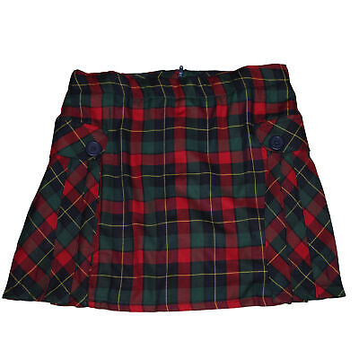 Primary image for Lands End Uniform Girls Size 8, Side Pleat Plaid Skort Above Knee, Red Plaid