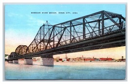 Missouri River Bridge Sioux City Iowa IA UNP Linen Postcard S6 - $3.51