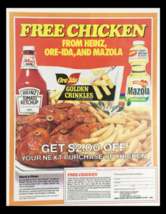 1985 Heinz, Ore-Ida &amp; Mazola Free Chicken Circular Coupon Advertisement - £14.88 GBP