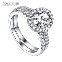 G silver princess zircon wedding ring set rhinestone engagement jewelry accessories for thumb200