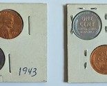 A set of 1943 Steel &amp; Copper Plated Lincoln Wheat One Cent Pennies - £4.73 GBP