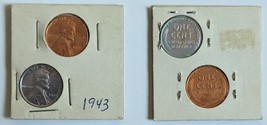 A set of 1943 Steel &amp; Copper Plated Lincoln Wheat One Cent Pennies - £4.66 GBP