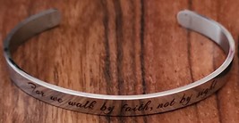 Inspirational Stainless-Steel Bracelet ~ For we walk by faith..2 Corinthians 5:7 - £20.86 GBP