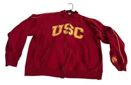 Vtg USC Trojans Fleece Full Zip 90s Jacket 2XL Red Yellow Spell-Out Warm... - $56.95