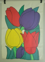 Tulip Flag Embroidered Reversible Floral Applique Large Double Sided GVC - £7.68 GBP