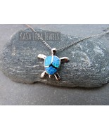 Blue Turtle Lab Opal Pendant - SOLID sterling - 925 silver - Tarnish fre... - $973.83 MXN