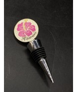 Hawaii Round Wine Bottle Stopper Chrome Hibiscus Pink Flower 4.5” - €15,21 EUR