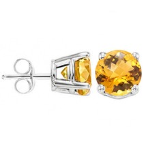 5MM Round Cut Citrine .9CTW Stud Earrings in Sterling Silver - $37.00