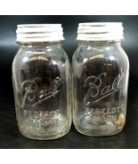 2 Ball Perfect Mason 1 Quart Clear Glass Canning Jar with Zinc Lid 6 Rib... - £27.18 GBP