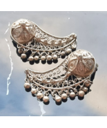 VINTAGE 925 STERLING SILVER SWIRL  AND BALL FILIGREE CLIP ON EARRINGS 8.1g - $55.44