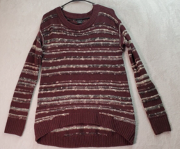 Calvin Klein Jeans Sweater Women Size XS Burgundy Striped Long Sleeve Round Neck - £19.59 GBP