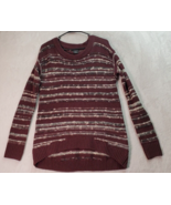 Calvin Klein Jeans Sweater Women Size XS Burgundy Striped Long Sleeve Ro... - £19.65 GBP