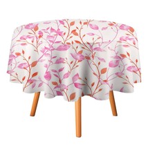 Mondxflaur Pink Leaf Tablecloth Round Kitchen Dining for Table Decor Home - $15.99+