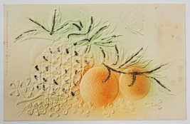 Pineapple and Oranges Embossed Glitter Decorated Greetings Postcard B30 - £3.91 GBP