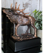 Large Wapiti Bull Elk Deer Rustic Bronze Electroplated Finish Statue Wit... - $48.95