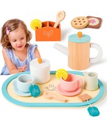 Wooden Toys For Kids, Wood Tea Set Pretend Toys For Little Girls, Tea Pa... - £20.74 GBP