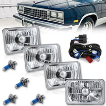 4X6&quot; Halogen Crystal Clear Glass Lens Headlight &amp; H4 Relay Harness Light Set - £123.36 GBP