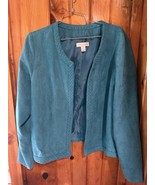 Christopher Banks Top Jacket Size Large Blue Open Front Long Sleeve Line... - $475.17 MXN