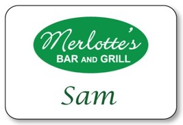 SAM from TRUE BLOOD Merlottes Bar &amp; Grill pin Fastener Name Badge Hallow... - £12.76 GBP