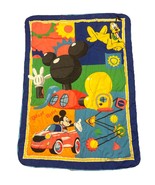 Vtg Disney Baby Quilt Crib Blanket Mickey Mouse House Gears 54&quot; x 39&quot; Pluto - $38.44 CAD