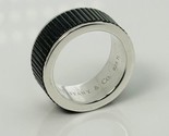 Size 6 Tiffany &amp; Co Midnight Black Coin Edge Titanium and Silver Ring - £215.02 GBP