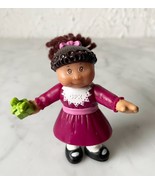 Cabbage Patch Doll Mini Figure Burgundy Dress Girl with Gift 3.5&quot; Tall 1992 - £5.26 GBP