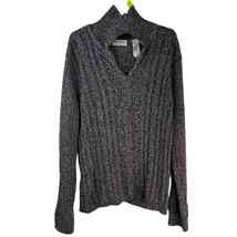 Villager Liz Claiborne Marled Sweater Women L Cable Knit Cotton - £17.56 GBP