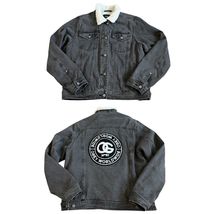 Obey Women’s Sherpa Trucker Jean Jacket Sz S Black Denim Back Patch Faux... - $27.53 CAD