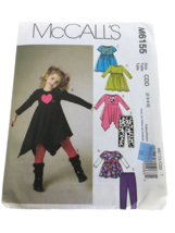 McCalls Sewing Pattern M6155 Top Shirt Dress Leggings Outfit Girls 2 3 4 5 Uncut - £6.38 GBP