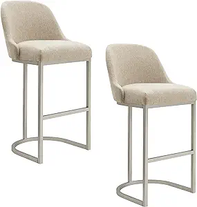 10133Pw/Ol Barrelback Bar Stool With Metal Base, Set Of 2, For Elevated ... - $480.99