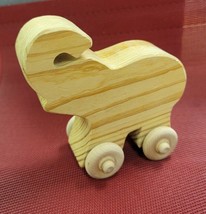 Wooden Toy Upright Trunk Lucky Elephant Santa&#39;s Elves Made Toy Bare Wood - $8.35