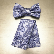 Men Lt Purple BUTTERFLY Bow tie And Pocket Square Handkerchief Set Weddi... - £8.66 GBP