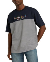 Guess Men&#39;s Summer Games Striped T-Shirt in Cave Blue Stripe-Medium - £22.89 GBP
