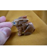 (y-bun-28) red BUNNY RABBIT SOAPSTONE gem carving FIGURINE rabbits love ... - £6.75 GBP