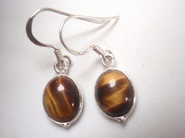 Tiger Eye Oval 925 Sterling Silver Dangle Earrings you&#39;ll receive exact ... - £9.87 GBP