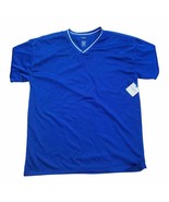 Arizona Jean Co Athletic Mesh Polyester Shirt Men&#39;s L Blue V-Neck - $33.69 CAD
