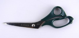 Vintage 8.75&quot; Green Singer Vanadium Stainless Scissors Bent Handle Made in Japan - £9.57 GBP
