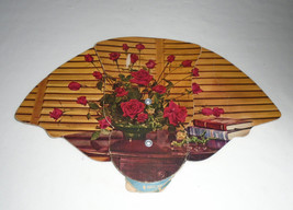 Vintage Conner Funeral Home Advertising Hand Fan Red Roses Everett PA - £7.80 GBP