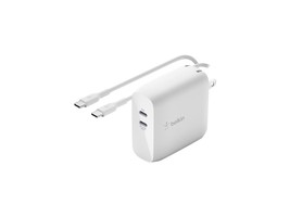 BELKIN WCH003DQ2MWH-B6 White BOOST CHARGE Dual USB-C GaN Wall Charger 68W + USB- - £104.59 GBP