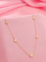 Gold Plated 925 Sterling Silver Mother of Pearl Shell Dainty Station Nec... - $51.99