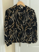 Women&#39;s Shirt Long Sleeve Brand: Notations Button Enclosure Black Gold T... - $19.99