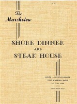 The Marshview Menu &amp; Placemat Route 1 Dunstan Corner West Scarboro Maine 1950&#39;s - £40.70 GBP