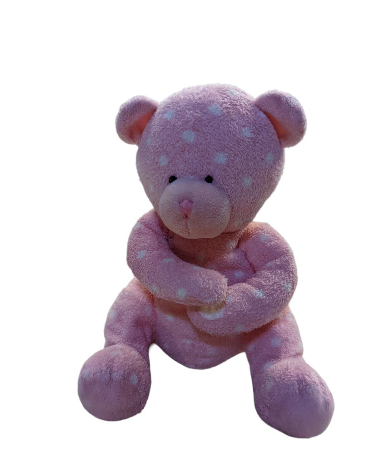 Russ Berrie Tickles Teddy Bear plush baby toy pink white polka dots - $31.18