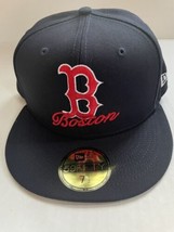 Boston Red Sox Dual Logo New Era 5950 Fitted Hat Sz 7 1/2 NWT Blue Rare! - $42.00