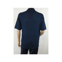 Mens Stacy Adams Italian Style Knit Woven Shirt Short Sleeves 3118 Navy Blue image 2
